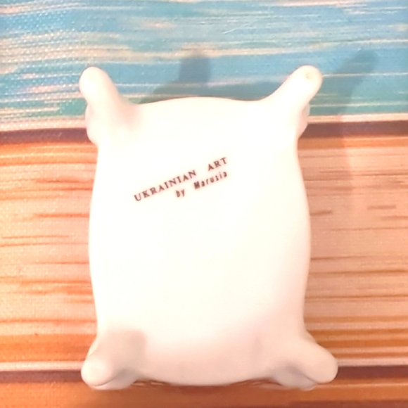 Vintage"Marusia Plankenhammer",Ukrainian Art Cross Stitch Square Trinket Dish - Picture 2 of 4